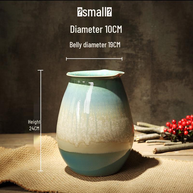 Coarse Pottery Ceramic Vase for Dried Flowers - Small Fresh Home Decor for Living Room, Dining Table, or Hydroponic Use