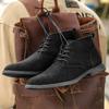 Men's Suede Leather Ankle Boots Wide Width Pointed Toe Mid Calf Boots European Style Casual Comfortable Non-Slip Shoes