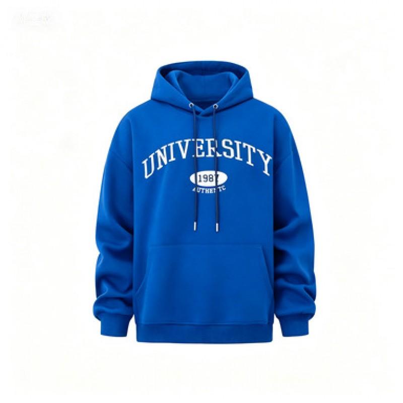 Mens Hooded Sweatshirt 2026 Loose Fit Print Casual Pullover Top