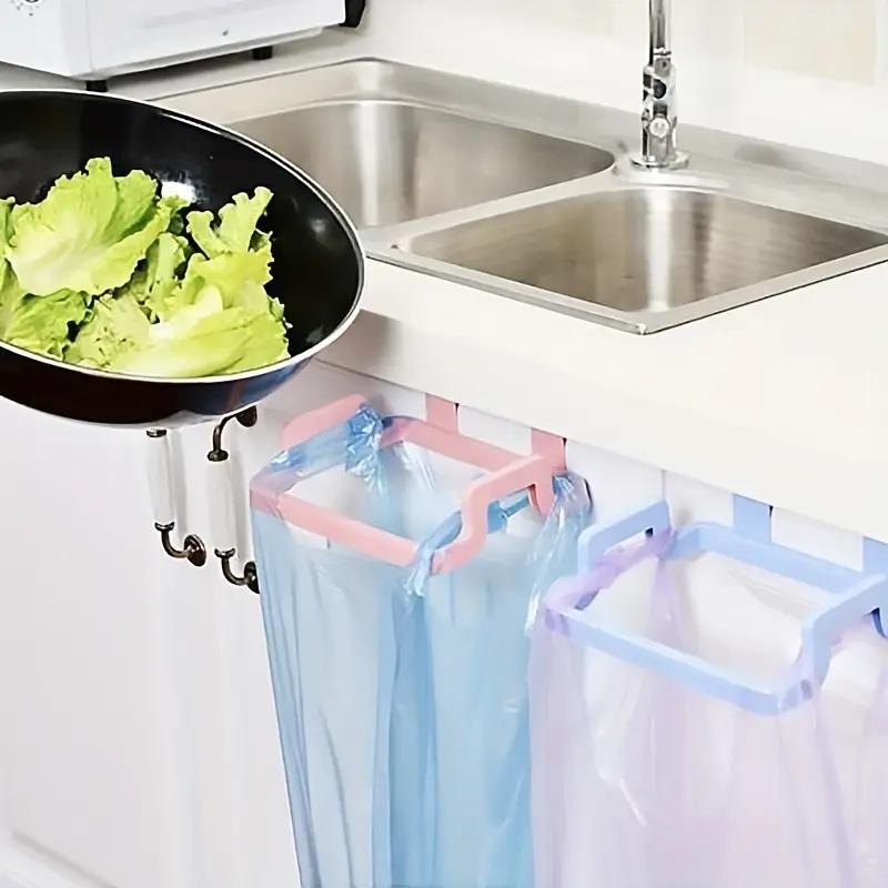 1pc Multi-Color No-Drill Kitchen Garbage Bag Holder - Under Sink & Cabinet Door Mount Hooks for Trash Bags & Cleaning Cloths