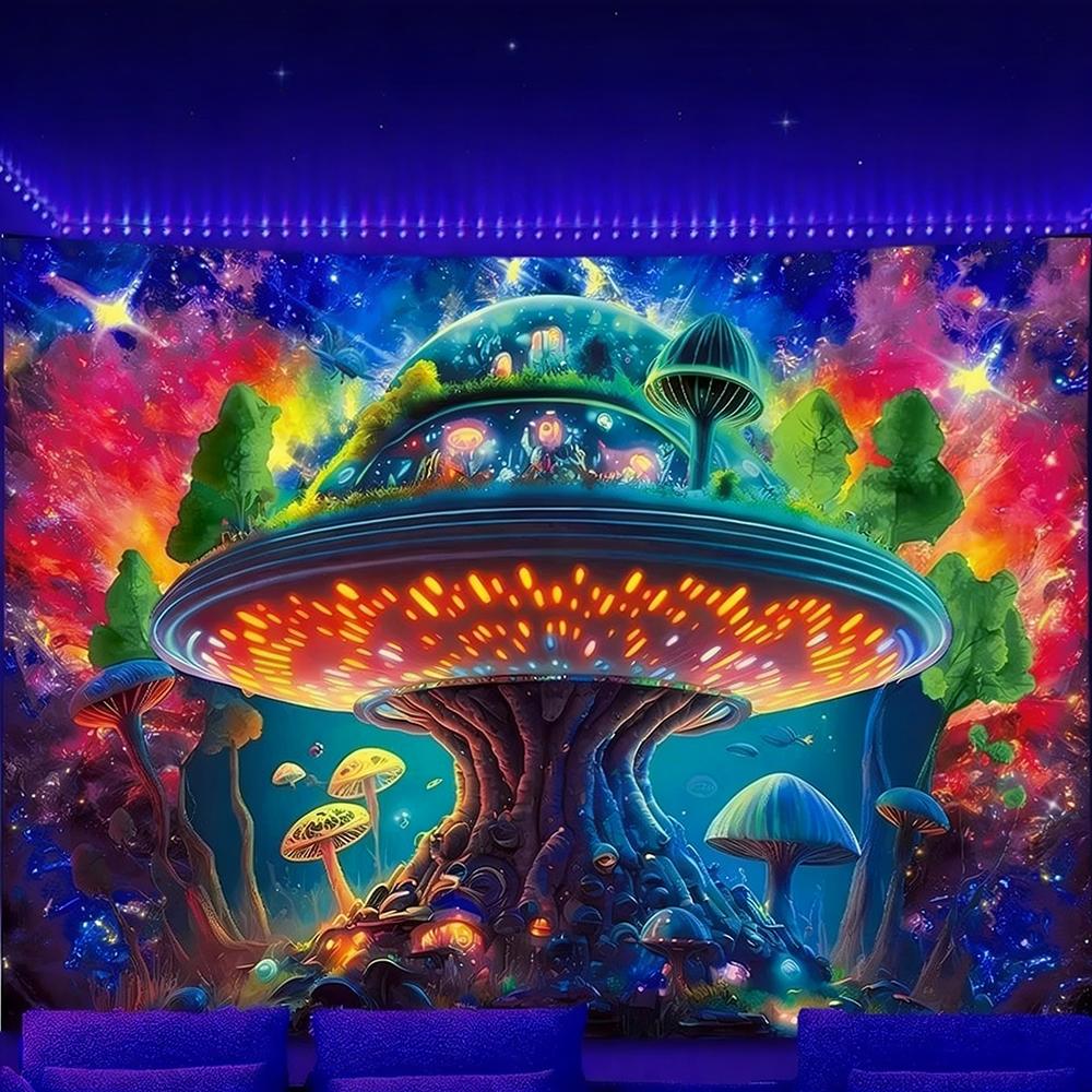 Arazzi Magici Albero che Brilla al Buio Arazzo a Reazione UV Decorazione Sfondo Appeso a Parete Camera da Letto Decorazione Festa