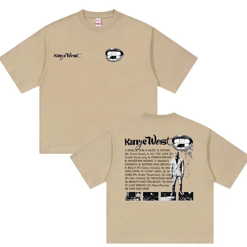 Kanye West 2026 Tour Album Grafica T-shirt Unisex Moda Vintage Cotone Largo Y2K Hip Hop Streetwear Donna E Unisex T-shirt