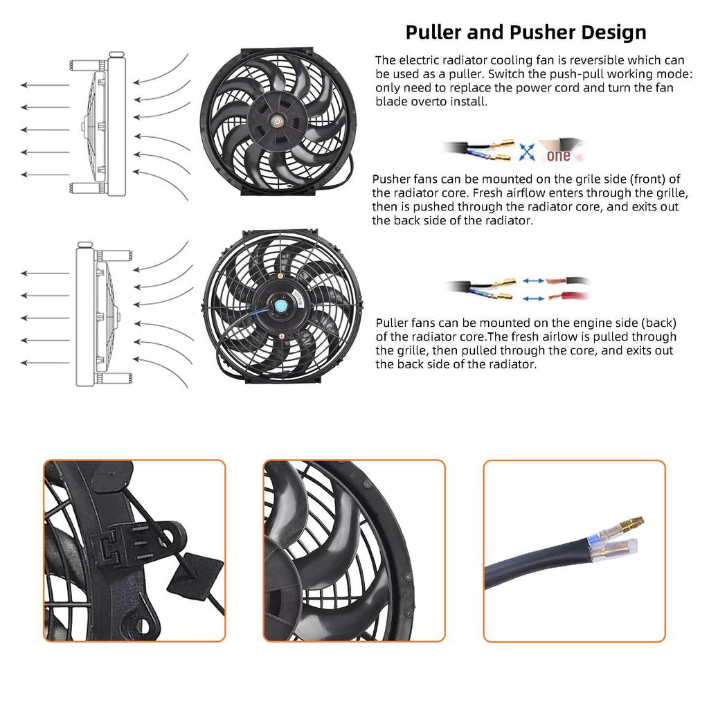 12V Universal Radiator Fan Kit: 80W/120W Electric Push-Pull Cooling System for Car, Oil Cooler, Intercooler