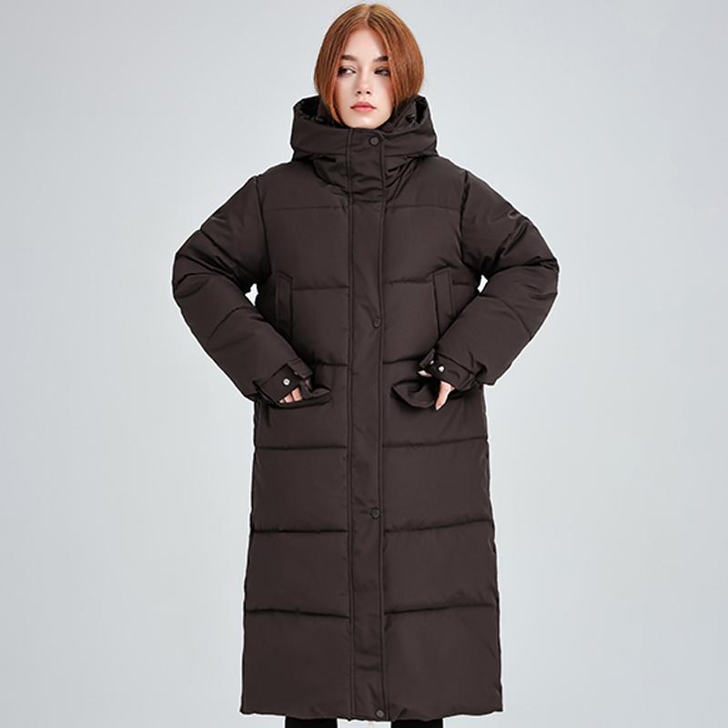 

Fashion Winter Woman Coats Hooded Loose Thick Warm Long Parkas Female Jackets 2XL коричневий
