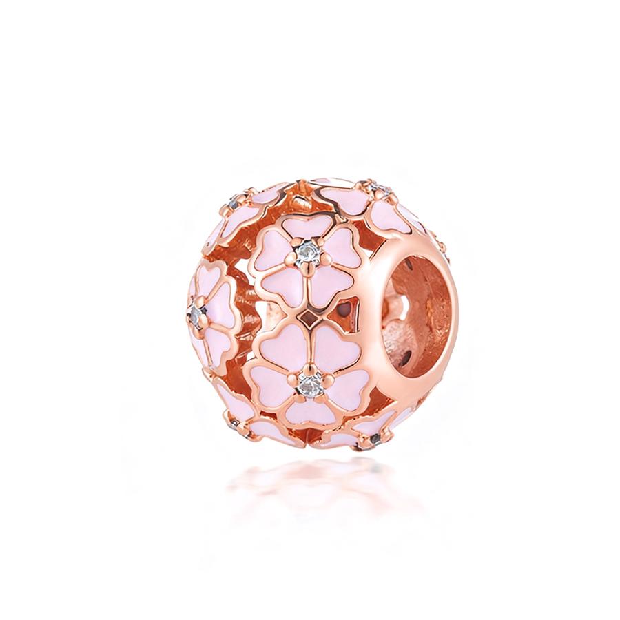 Charms Diy Women Jewelry Gift Sparkling Rose Gold Flowers & Hearts Family Tree Daisy Flower Beads Fit Original Bracelet