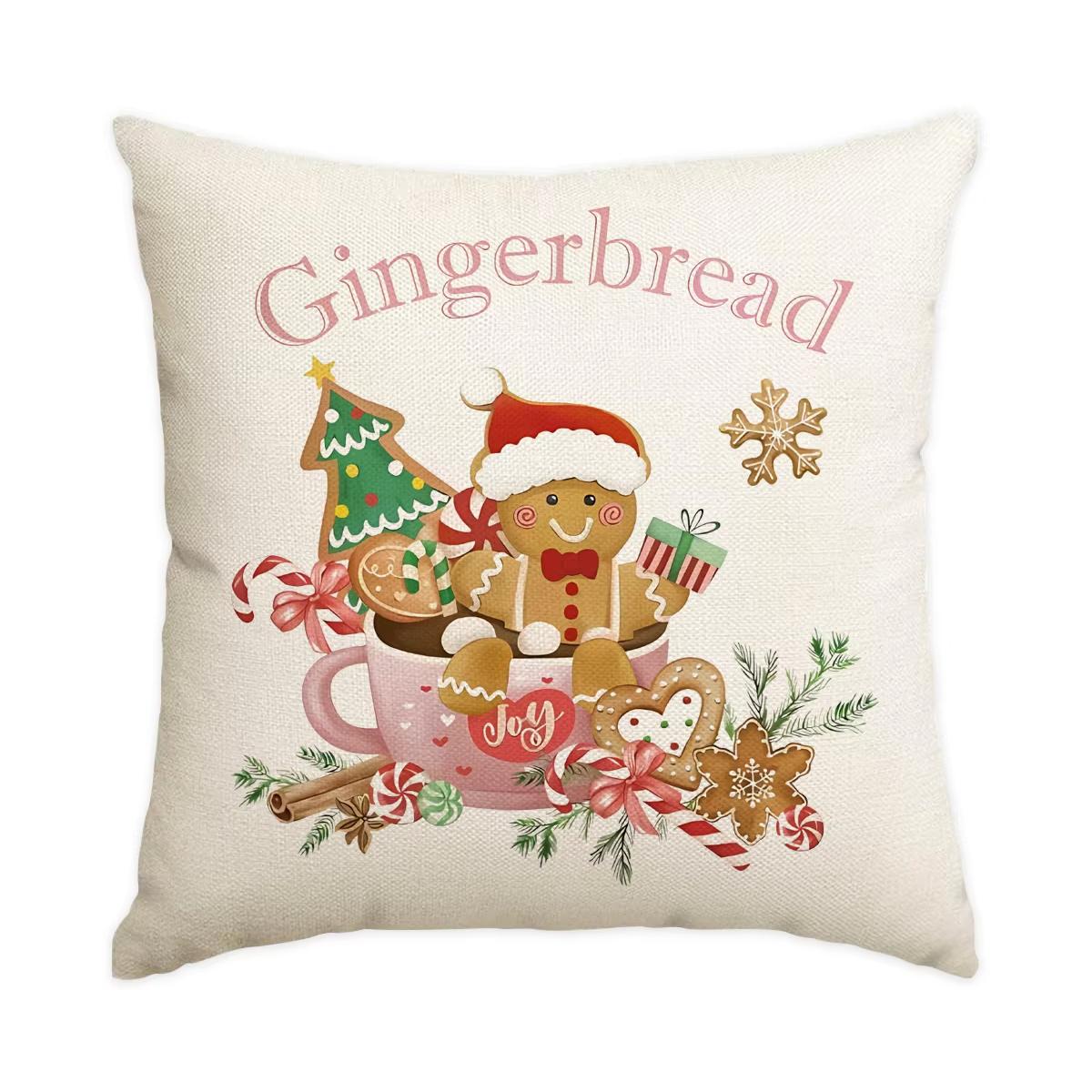 

Рождественская наволочка «Пряничный домик», чехол для подушки с дизайном «Леденец» для зимнего праздничного домашнего дивана 18x18Inch
