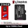 Kingston 128GB Micro SD TF Card Memory Cards 64GB 256GB 512GB microSDXC Card Up To 150MB/s A1 Class 10 UHS-I U1 V10 A2 For Phone Drones Camera GoPro