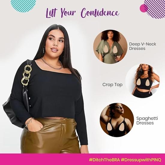 Pinq Polka Breast Lift Tape Pasties 6 with 10 Nipple Pasties |Shape Enhancer|Skin Friendly Adhesive | Nude Colour | Combo of 16 Pcs