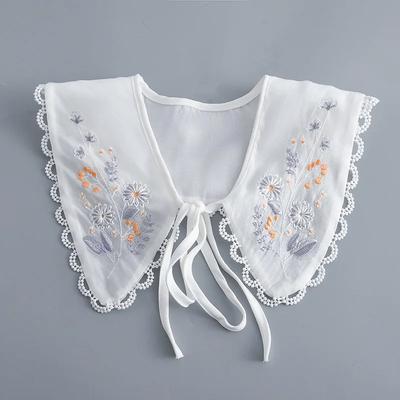 Floral Embroidery False Collar for Women Sweater Dress Shirt Detachable Collar Shawls Shoulder Wraps Cape Hollow Out Fake Collar