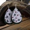 Red and Black Plaid Teardrop Christmas Tree PU Leather Earrings