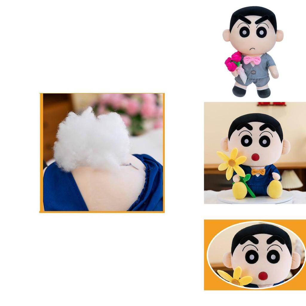 Adorable Blue And Gray Crayon Shin-chan Plush Toy Doll Soft Cushion For Kids