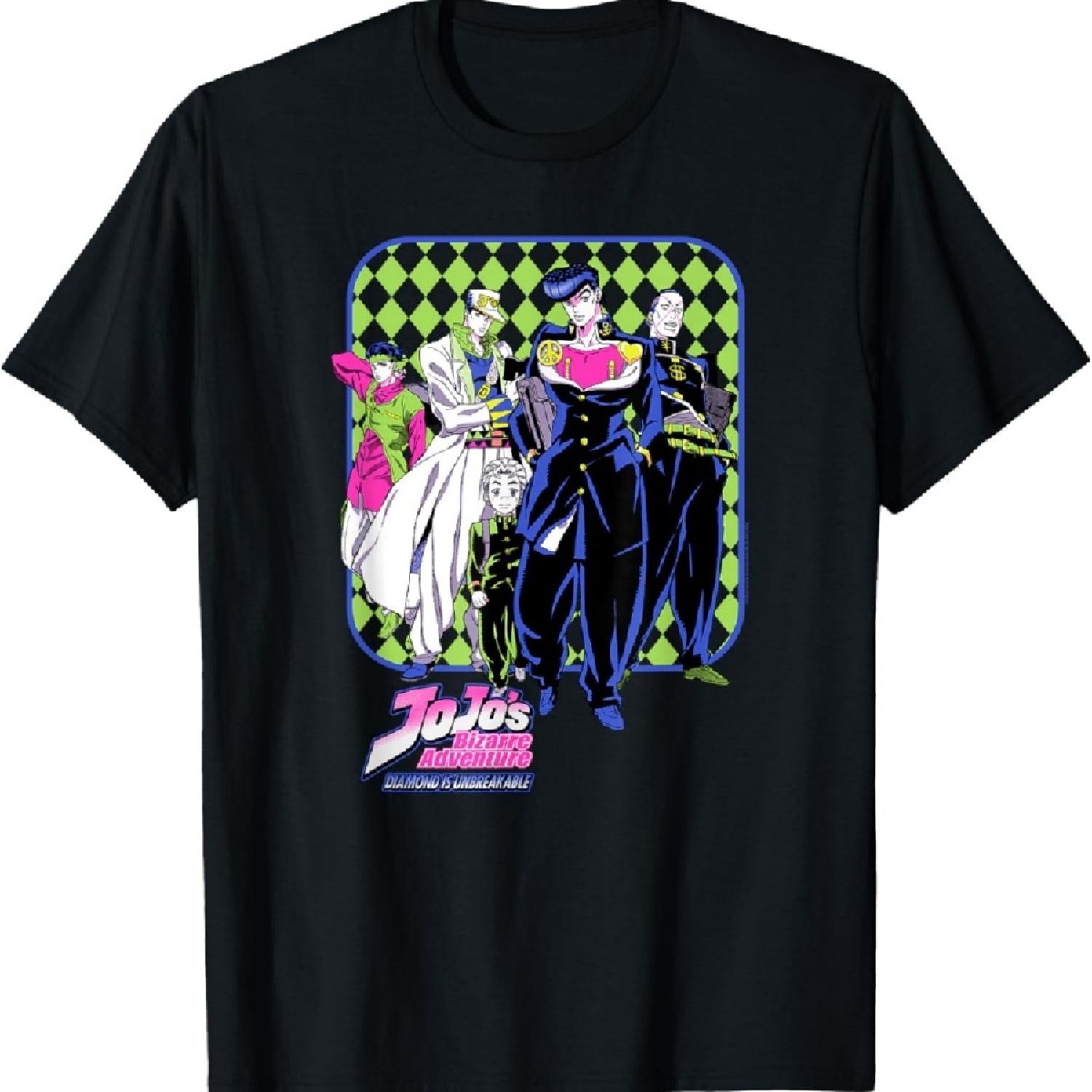 

JoJo s Bizarre Adventure Josuke and Friends Neon Anime T-Shirt XL чорний