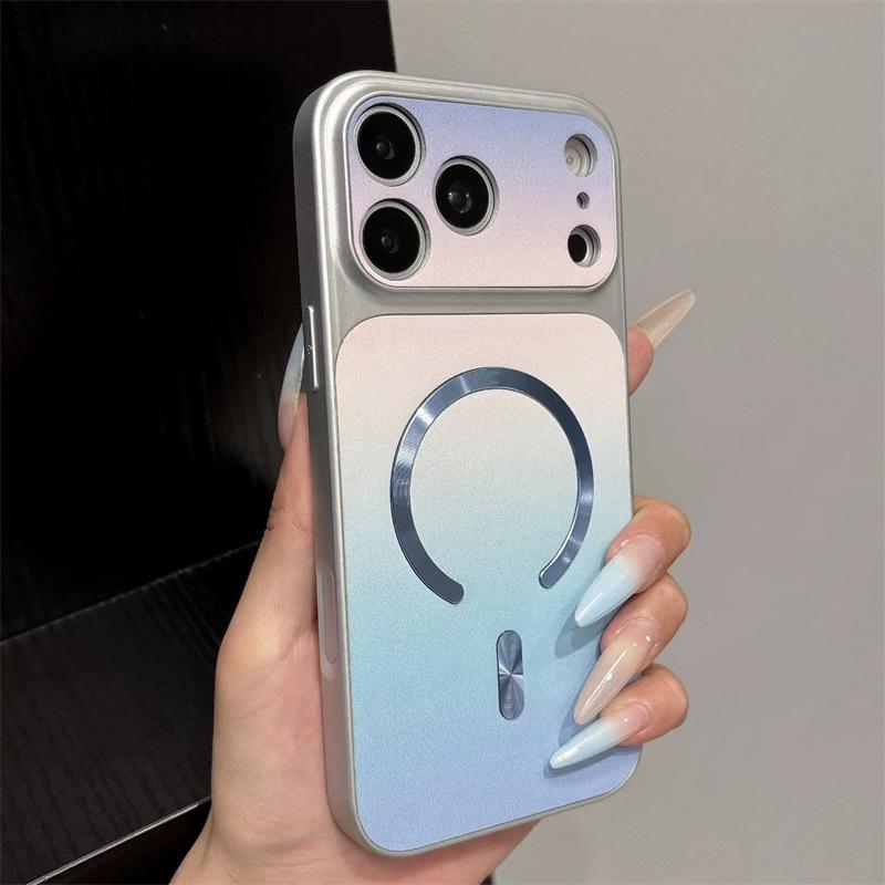 

Magnetic Leather Case for iPhone 17 Pro Max with Gradient Texture and Large Window 15
