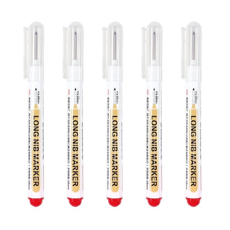 Pack of 5 Thin Head Long Nib Marker Pens for Marking Deep Holes in Metal Wood