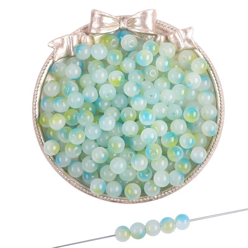8mm Summer Dream Jelly Duplex Glass Round Beads Loose Beads DIY Handmade Bracelet Glaze Beading String Material Beads for Jewelry Making