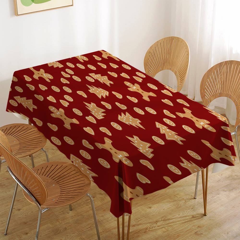 Christmas Pattern Table Stain Resistant Decorative Washable Polyester Tablecloths For Dining Table Parties And Wedding