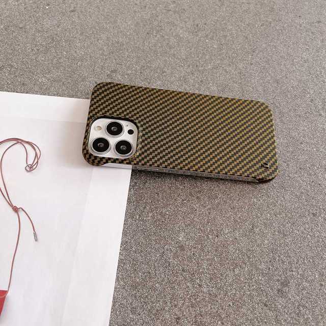 Schlanke, harte PC-Hülle ohne Rahmen für iPhone 14 13 11 12 Pro Max Mini Xr X Xs 7 8 Plus Karbonfasermuster mit Lanyard-Loch