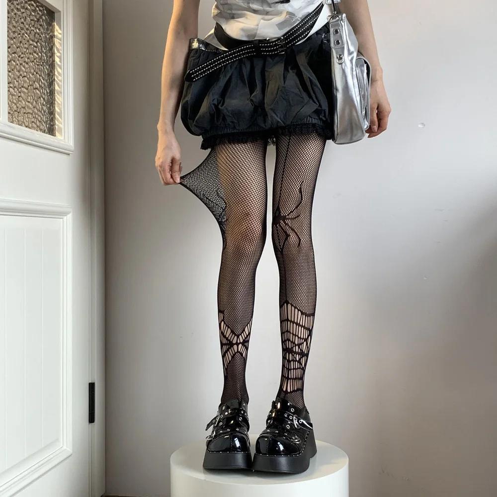 

Stockings For Women Skull Mystery Spider Tights Long Fishnet Body Stockings Sexy Gothic Accessories Fish Net Pantyhose For Tre One Size чёрный