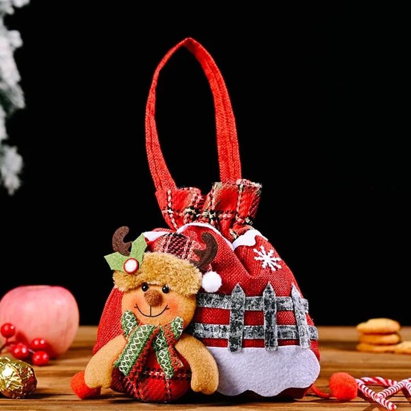 Christmas Gift Doll Bags Christmas Eve Apple Bags Reusable Drawstring Gift Bags Goody Bag For Christmas Candy Party Favors 20x33cm