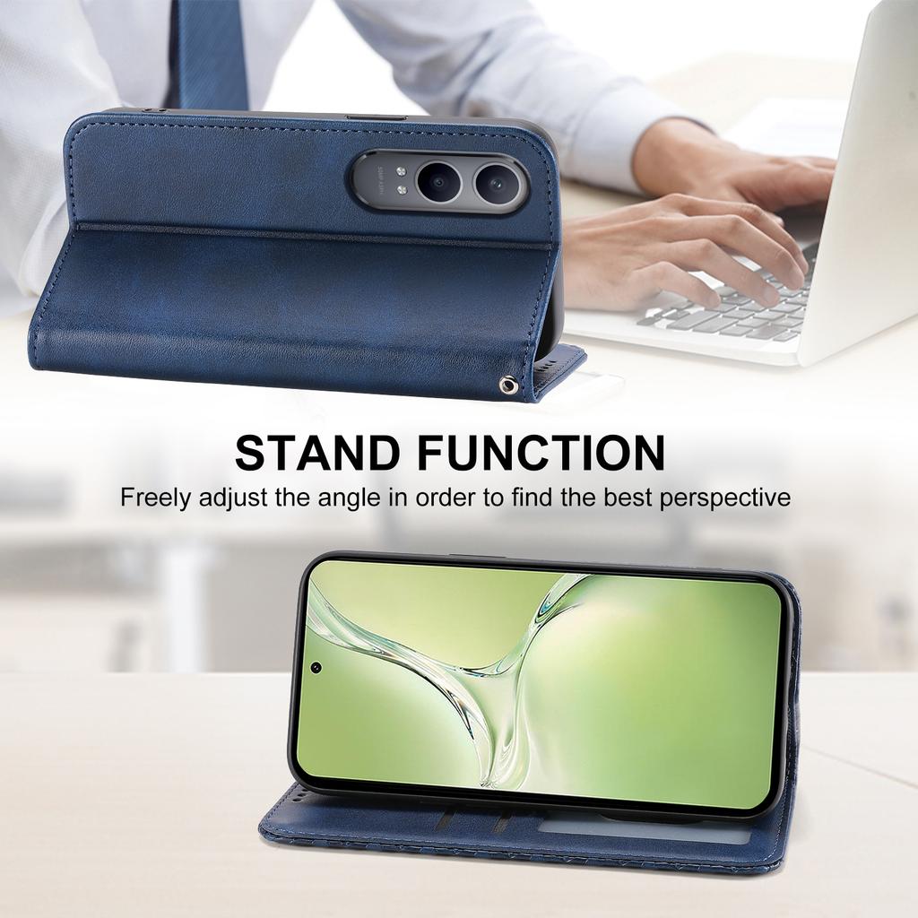 For Oppo K12x 5G (China)/OnePlus Nord CE4 Lite 5G Phone Case Calf Texture PU Leather Wallet Cover with Strap