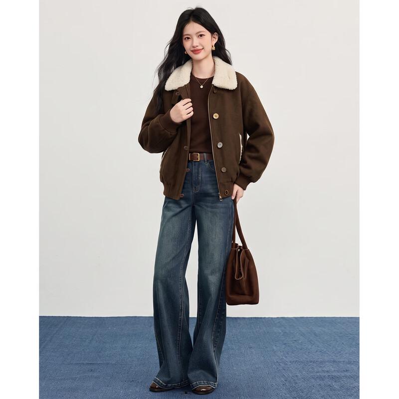 Shangjing Women's Wool-Blend Vintage Quilted Jacket