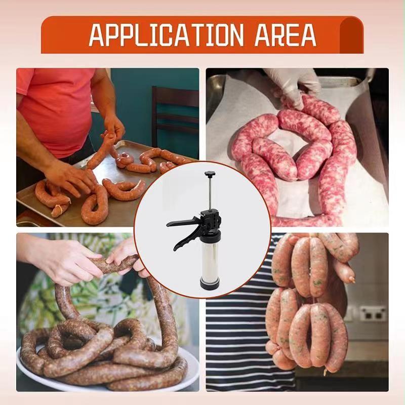 304 Stainless Steel Jerky Gun Handmade Sausage Maker Portable Sausage Stuffer Manual Operation Meat Pusher Kit