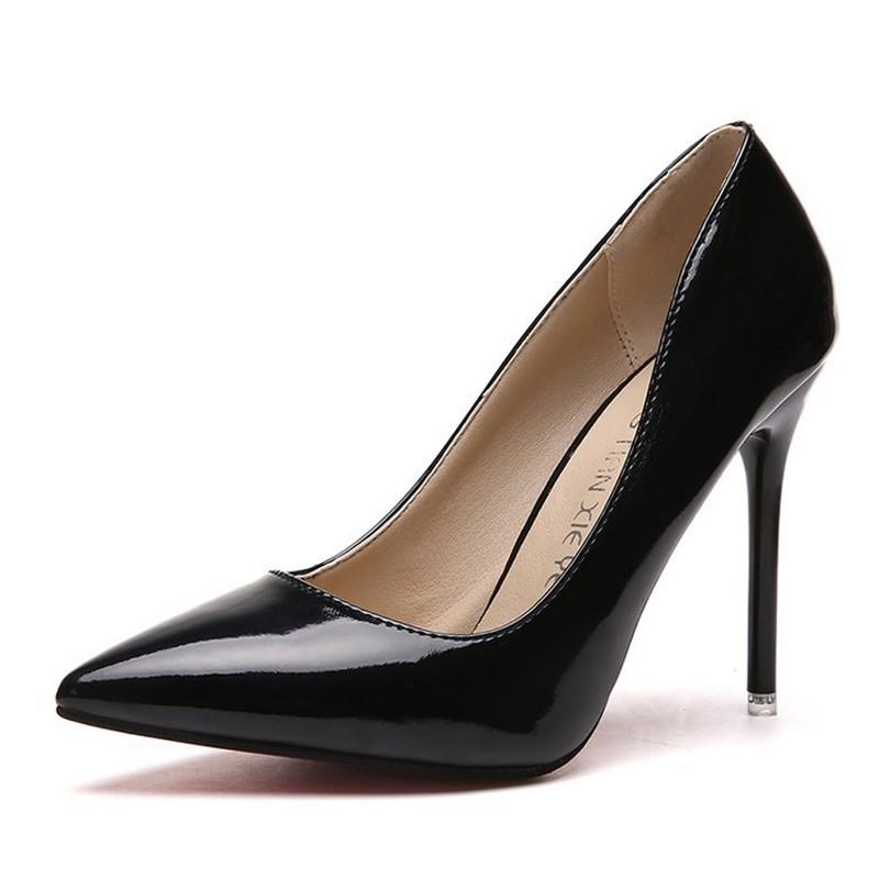 Fashion 2025 HOT Women Shoes Pointed Toe Pumps Patent Leather Dress High Heels Boat Shoes Wedding Shoes Zapatos Mujer Blue White
