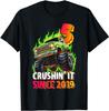 Monster Truck Fun Printed Casual and Comfortable Polyester Short Sleeved T-shirt Suitable for Summer Wear