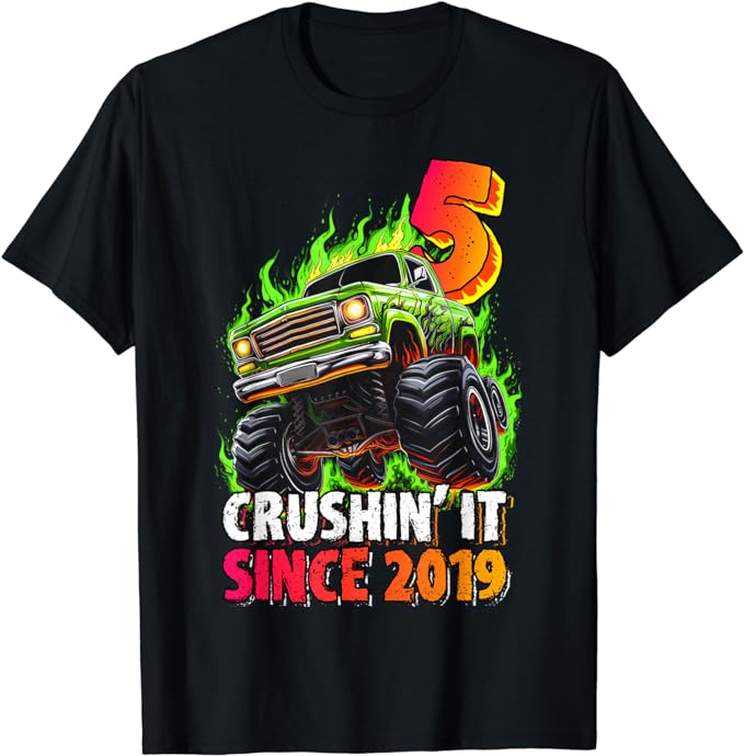 Monster Truck Fun Printed Casual and Comfortable Polyester Short Sleeved T-shirt Suitable for Summer Wear