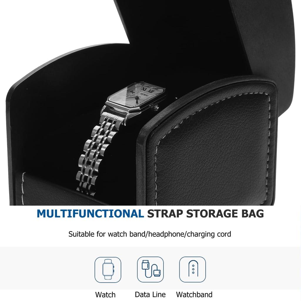 POPETPOP Watch Case Set of 8 Black 4 PU Leather Watch Cases for Mechanical Watches (4 + Red) Men's