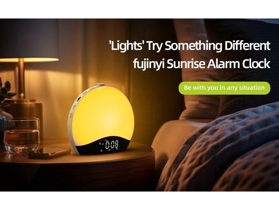 Popular Smart Sunrise Wake-up Light and White Noise Sleep Aid Alarm Clock with Atmosphere Lamp