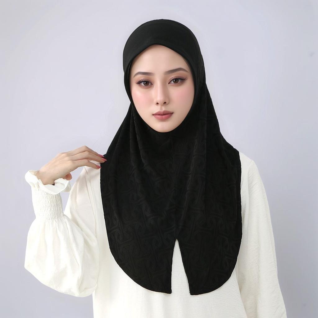 Fashion Floral Embroidery Cotton Instant Hijab For Muslim Women Headscarf Solid Head Wraps Inner Cap Bonnet Turban Bandana Eid