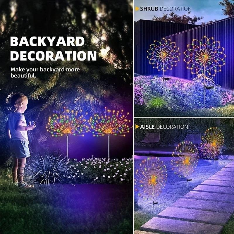 LED Solar Feuerwerk Lichter Wasserdichte Outdoor Löwenzahn Flash String Fairy Lichter für Garten Landschaft Rasen Dekor