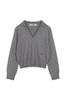 CURRENT Collared V-Neck Knit Long Sleeve [Charcoal]