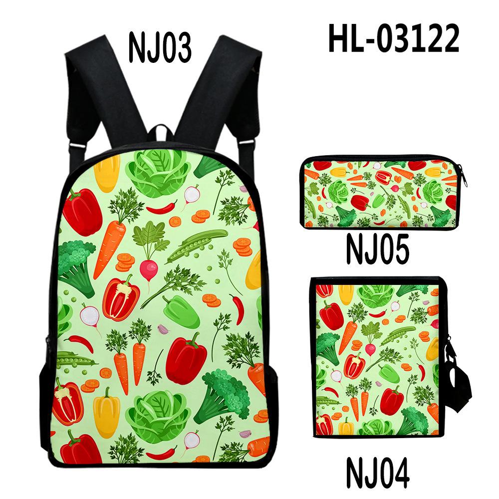 Harajuku Popular Cool Food 3D Print 3pcs/Set Pupil School Bags Laptop Daypack Backpack Inclined Shoulder Bag Pencil Case