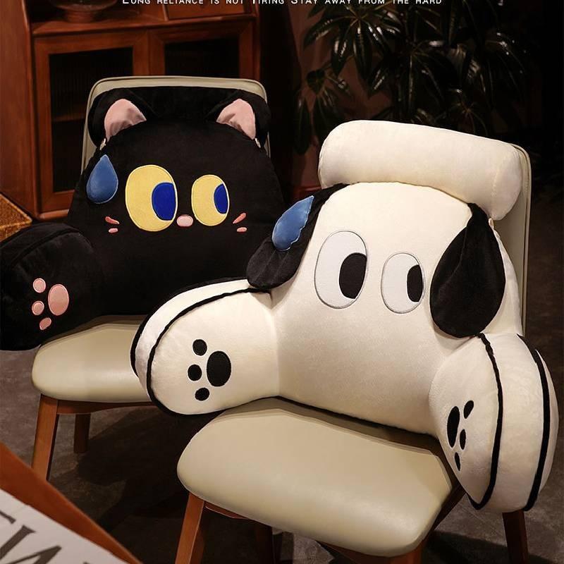 Adorable Plush Cartoon Dog Cat Back Pillows For Cozy Student Dorm Rooms