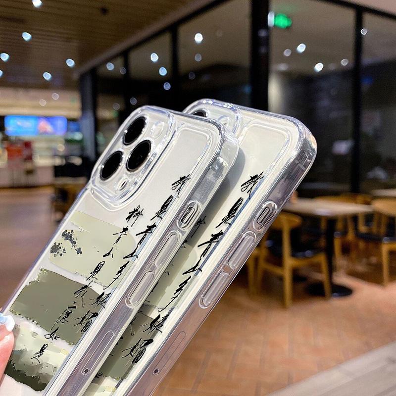 Chinese Style Aesthetic Phone Case For iPhone 13 Case for iPhone 11 12 14 15 Pro Max XR X XS 7 8 Plus SE 2020 Soft Clear Cover