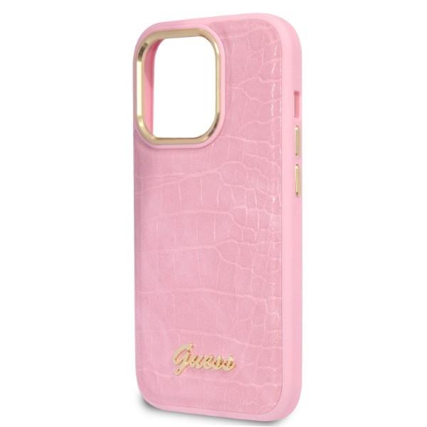 Guess Guhcp14Lhgcrhp Iphone 14 Pro 6,1 Różowy/Pink Hardcase Croco Collection
