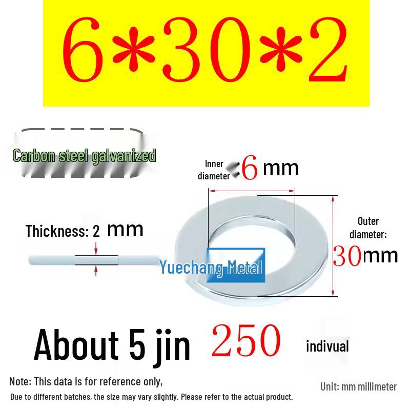 Galvanized Iron Flat and Square Washer Set - Thick, Enlarged, Extra Large, and Special Shapes