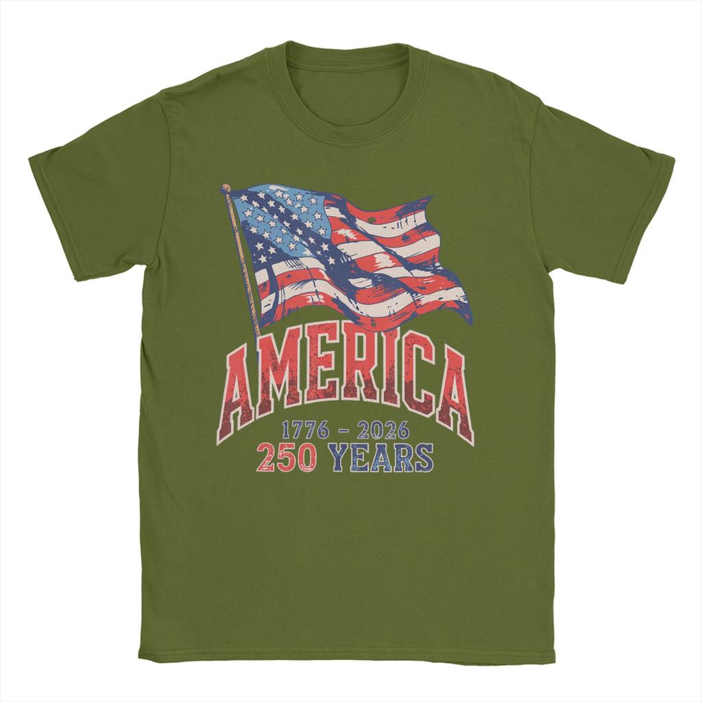 Anniversary USA T Shirt Beach  Fashion TShirts Unisex Cotton O Neck Plus Size Tees ShortSleeved Aesthetic Tops
