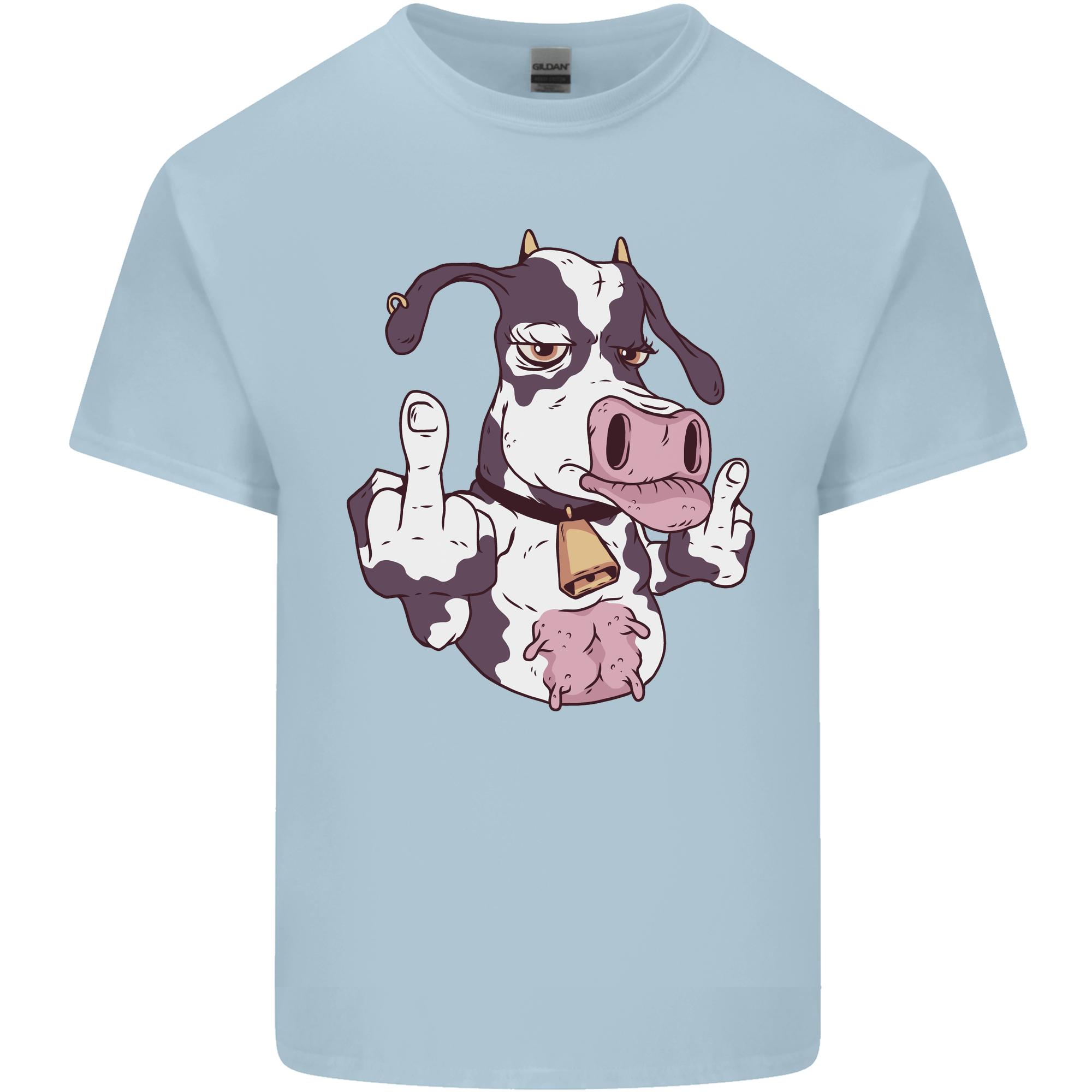 Funny Offensive Rude Cow Finger Flip Unisexs Light Cotton TShirt S