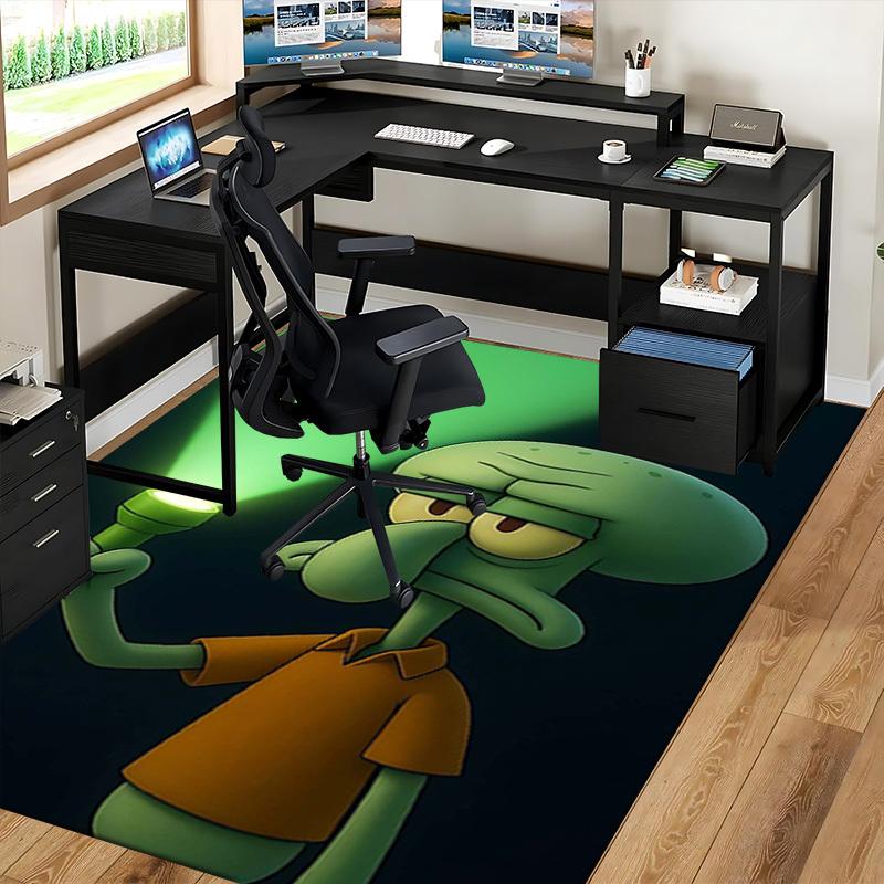 1pc Squidward Flashlight Chair Mat - Anime Cartoon Design, Non-Slip Carpet for Office and Home Decor, Suitable for All Seasons.A006