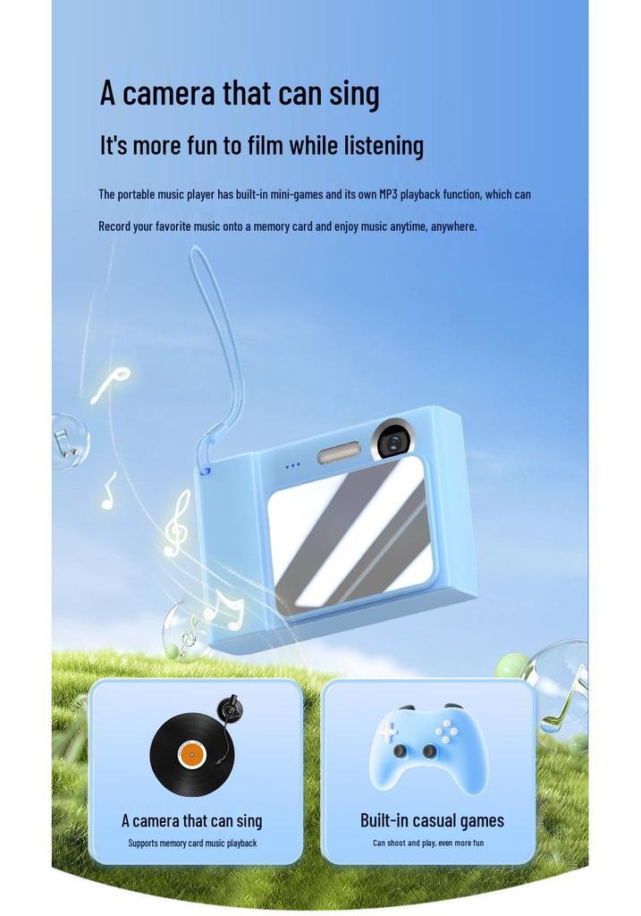 Just Fish Cloud HD Slide-out Dual Lens Portable Student Camera