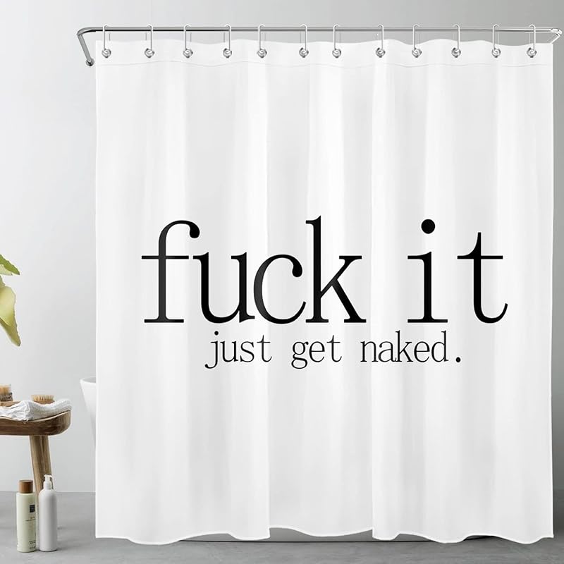 LB Fuck IT Get Naked Shower Curtain Black and White Funny Shower Curtains for Bathroom Decor Waterproof Polyester Fabric 60x72 inch Bathroom Set with