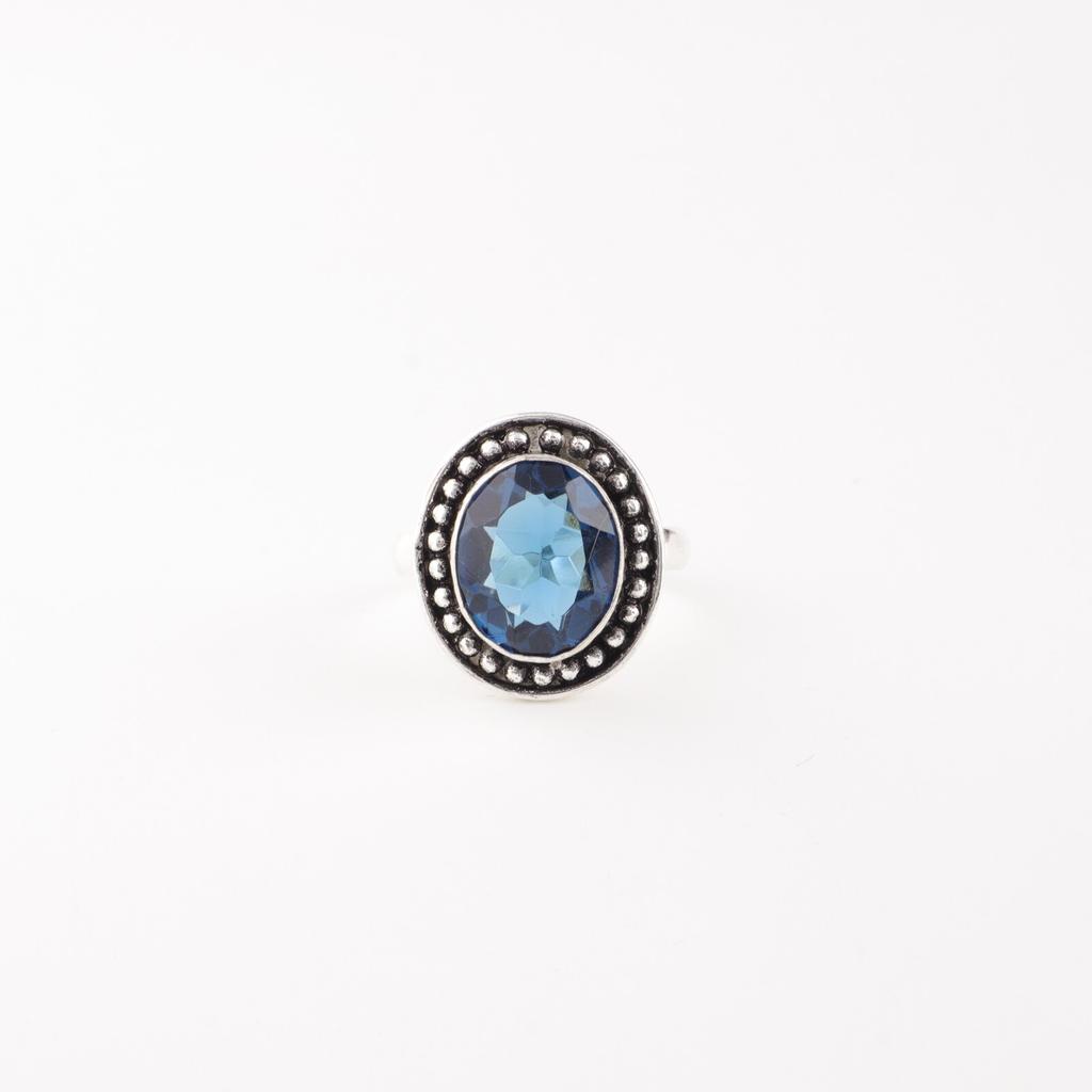 Dainty London Blue Topaz Gemstone 925 Sterling Silver Jewelry Handmade Boho Ring RR-62-13