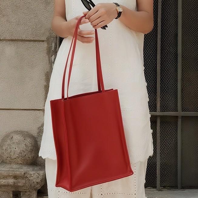 25 Minimalist Style The*row Top Layer Cowhide Small Crowd Single Leather Handbag Large Capacity Casual Travel Bag Trend