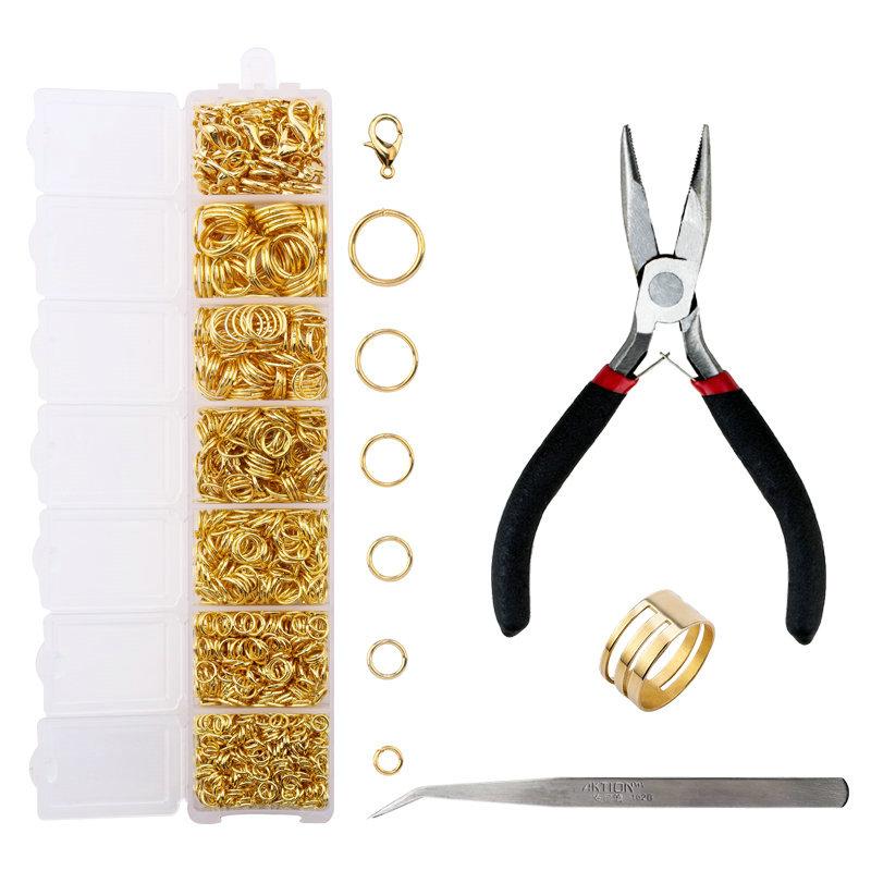 A Set Jewelry Findings Tool Set Open Jump Rings,Jewelry Pliers, Lobster Clasps hooks, jewelry tweezers Jewelry Making Supplies