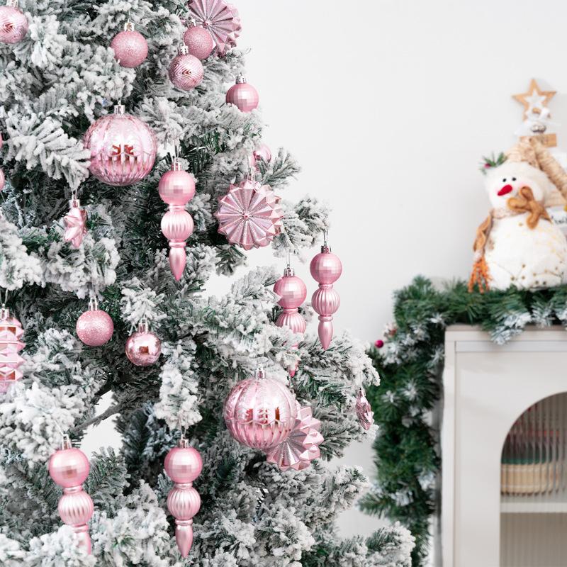 52PCS Acrylic Christmas Ornaments Bulk Set with Red Ribbon Hanging for Tree Home Party Decor Festive Family Users Gifts