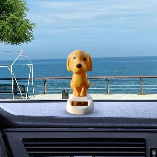 Juguete para Salpicadero de Coche Perro Solar Yousheng, Figura de Cachorro Amarillo Asintiendo, Juguete de Balanceo Automático para Escritorio de Oficina, Decoración de Animal Lindo con Energía Solar para