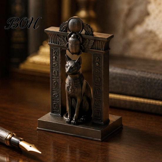 Egyptian Cat Statue Statue, Ancient Egypt Inspired Figurine, 3D Printed Decor Vintage Style Ornament for Home Office Desk, Shelf Art Craft Mythology
